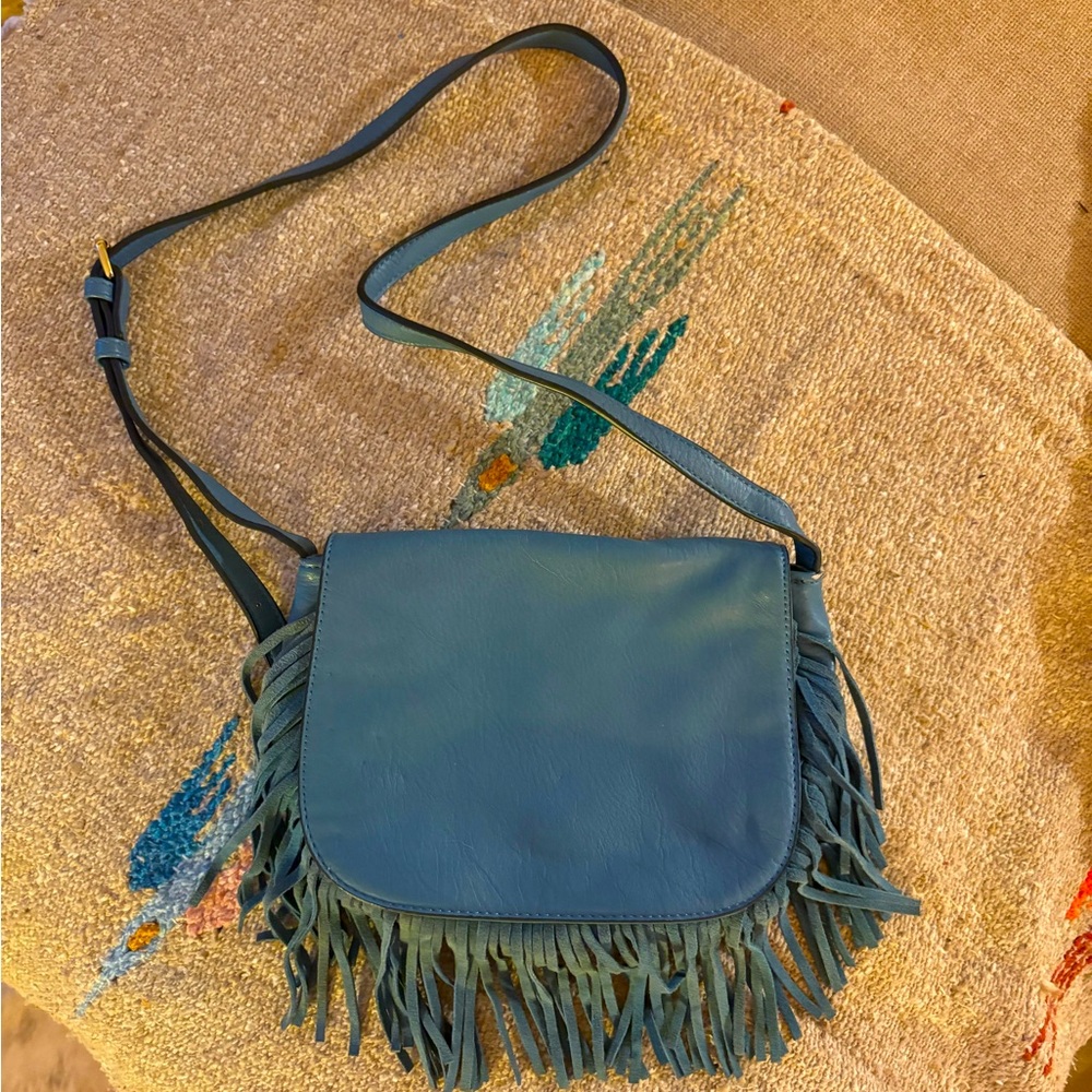 Vintage Blue fringe purse